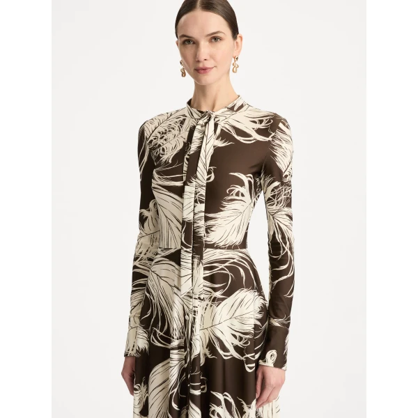 Oscar de la Renta Feather Jersey Dress - Oscar de la Renta Dresses - American Couture - Shop at Luxury Shoes 