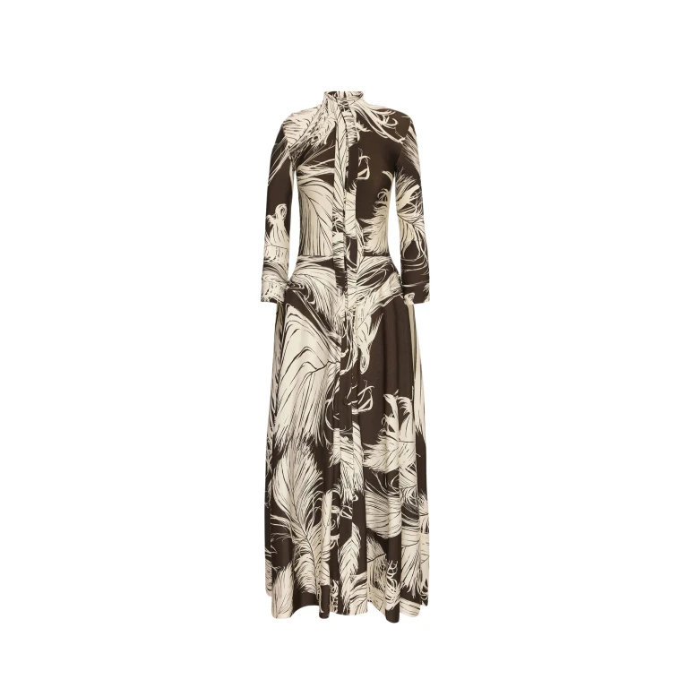 Oscar de la Renta Feather Jersey Dress - Oscar de la Renta Dresses - American Couture - Shop at Luxury Shoes 