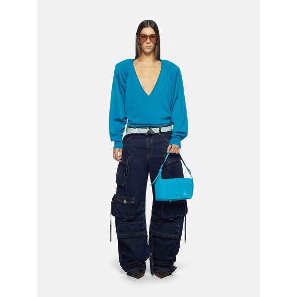The Attico 'Fern'' Dark Blue Long Pants - The Attico Pants - Designed by Gilda Ambrosio & Giorgia Tordini - Shop at Luxury Shoes 
