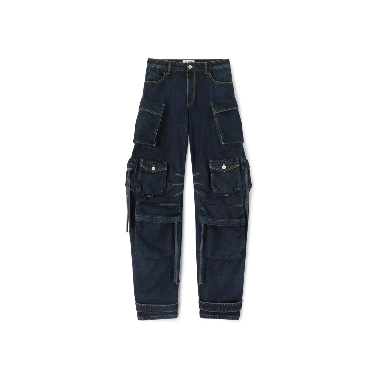 The Attico 'Fern'' Dark Blue Long Pants - The Attico Pants - Designed by Gilda Ambrosio & Giorgia Tordini - Shop at Luxury Shoes 