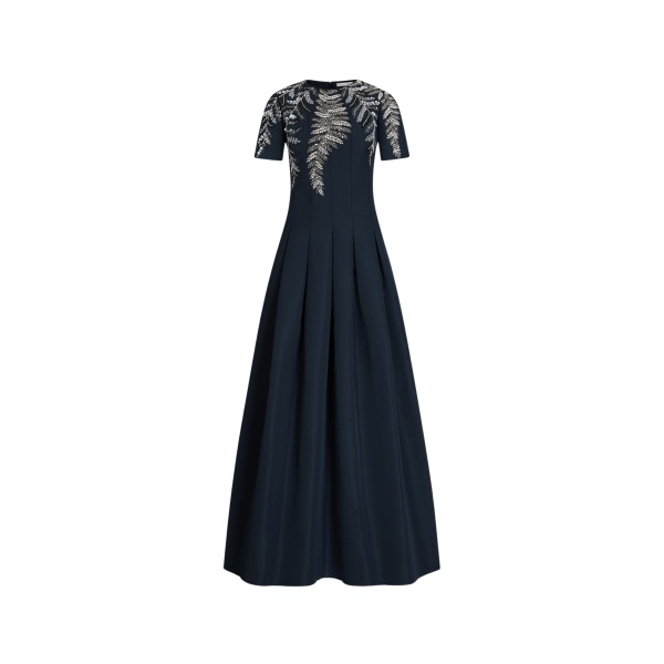 Oscar de la Renta Fern Embroidered Faille Gown - Oscar de la Renta Dresses - American Couture - Shop at Luxury Shoes 