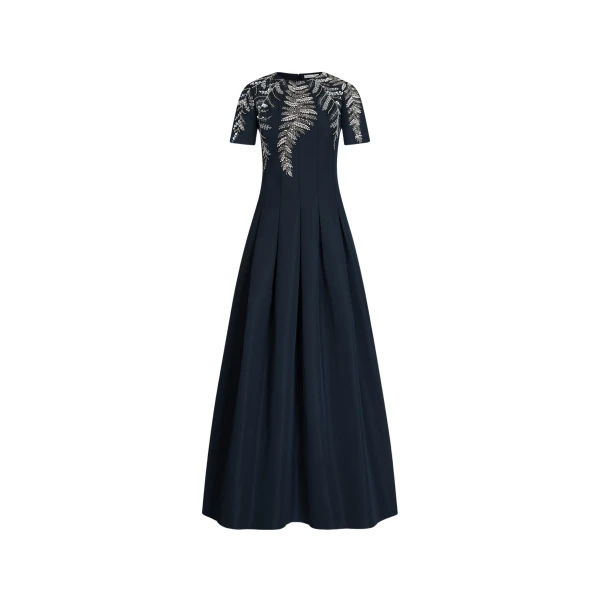 Oscar de la Renta Fern Embroidered Faille Gown - Oscar de la Renta Dresses - American Couture - Shop at Luxury Shoes 