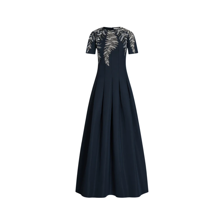 Oscar de la Renta Fern Embroidered Faille Gown - Oscar de la Renta Dresses - American Couture - Shop at Luxury Shoes 