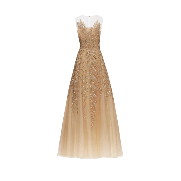 Oscar de la Renta Fern Embroidered Illusion Cocktail Dress - Oscar de la Renta Dresses - American Couture - Shop at Luxury Shoes 