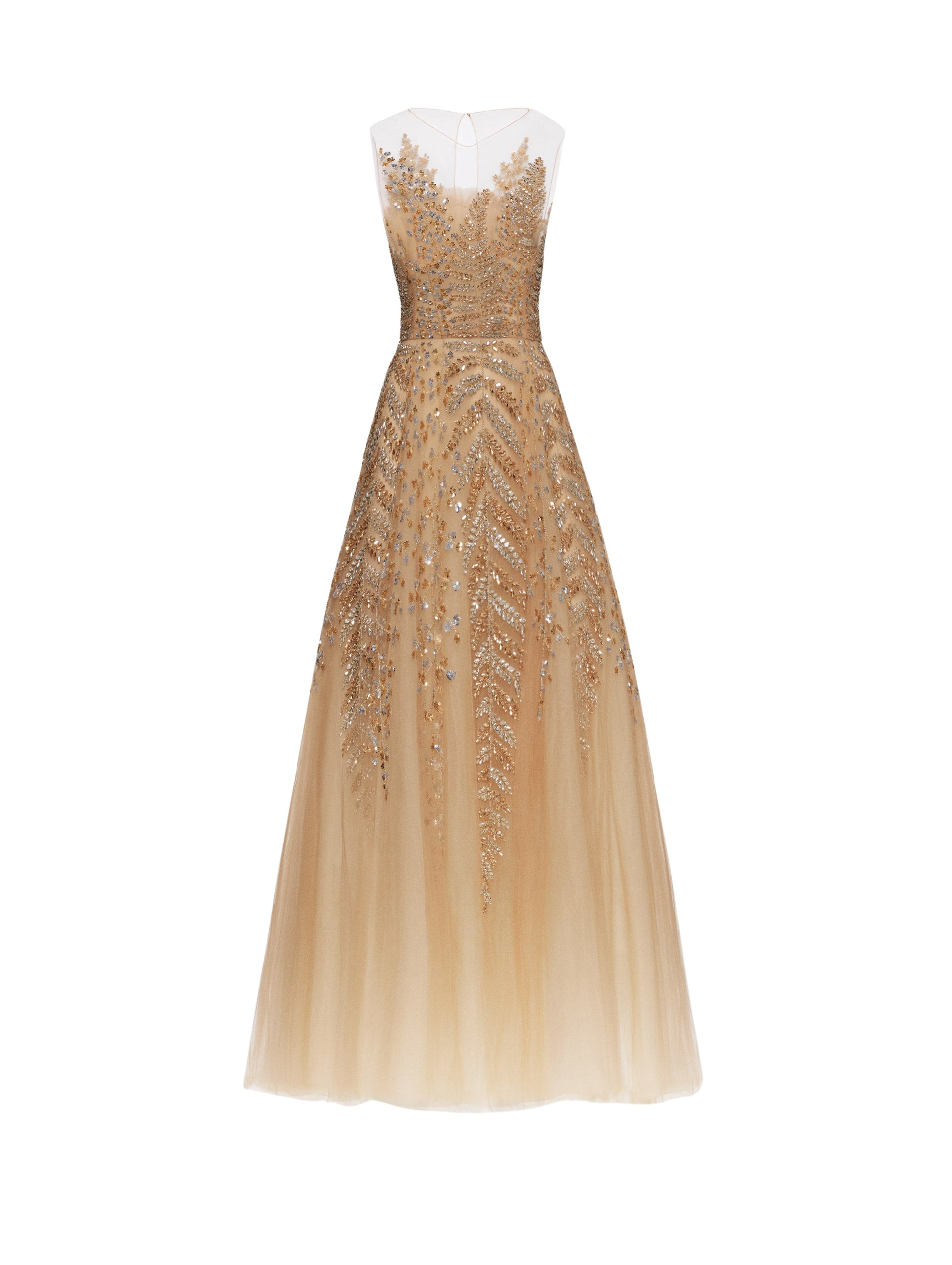 Oscar de la Renta Fern Embroidered Illusion Cocktail Dress - Oscar de la Renta Dresses - American Couture - Shop at Luxury Shoes 