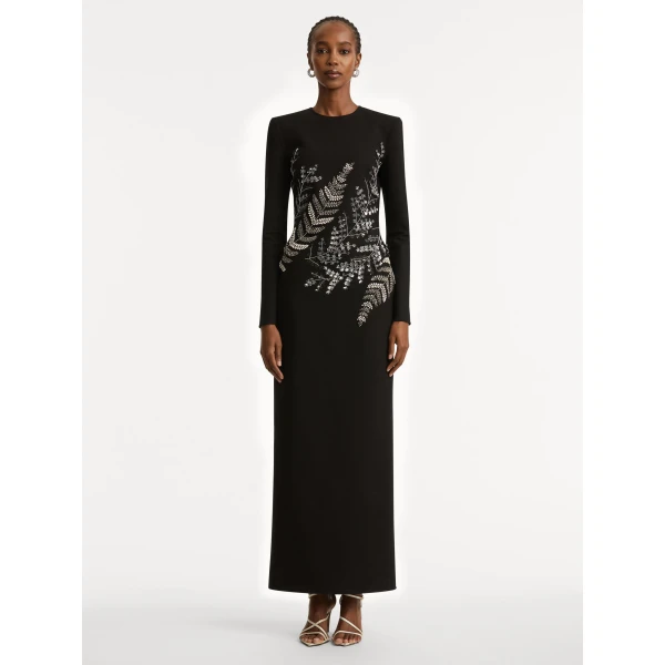 Oscar de la Renta Fern Embroidered Long Sleeve Gown - Oscar de la Renta Dresses - American Couture - Shop at Luxury Shoes 