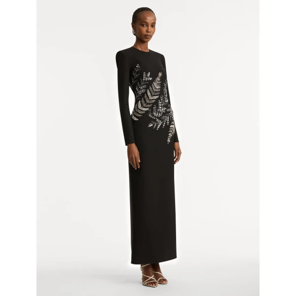 Oscar de la Renta Fern Embroidered Long Sleeve Gown - Oscar de la Renta Dresses - American Couture - Shop at Luxury Shoes 