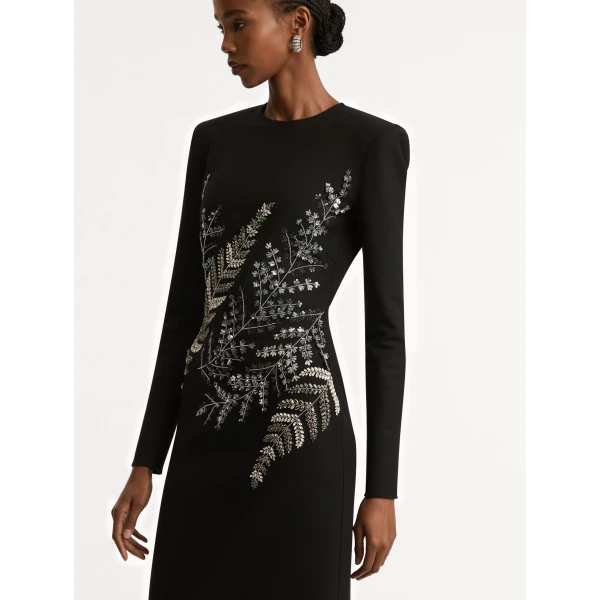 Oscar de la Renta Fern Embroidered Long Sleeve Gown - Oscar de la Renta Dresses - American Couture - Shop at Luxury Shoes 