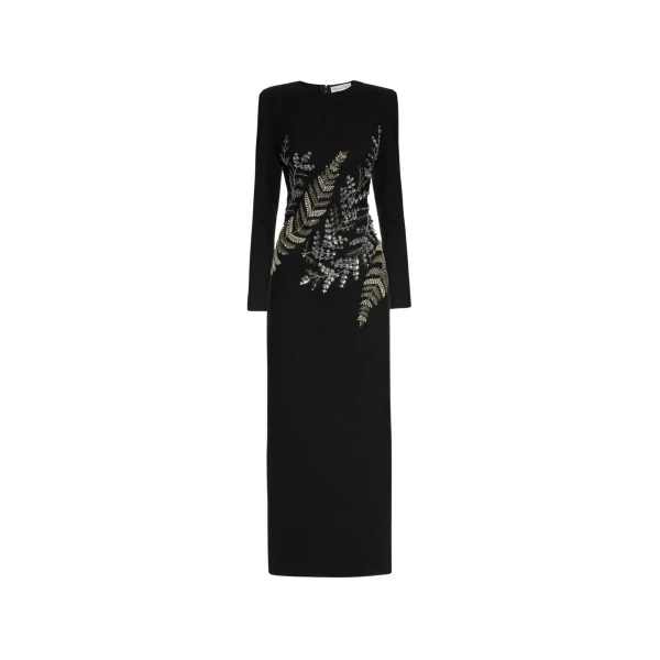 Oscar de la Renta Fern Embroidered Long Sleeve Gown - Oscar de la Renta Dresses - American Couture - Shop at Luxury Shoes 