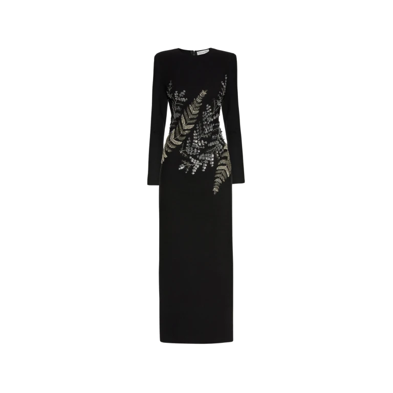 Oscar de la Renta Fern Embroidered Long Sleeve Gown - Oscar de la Renta Dresses - American Couture - Shop at Luxury Shoes 