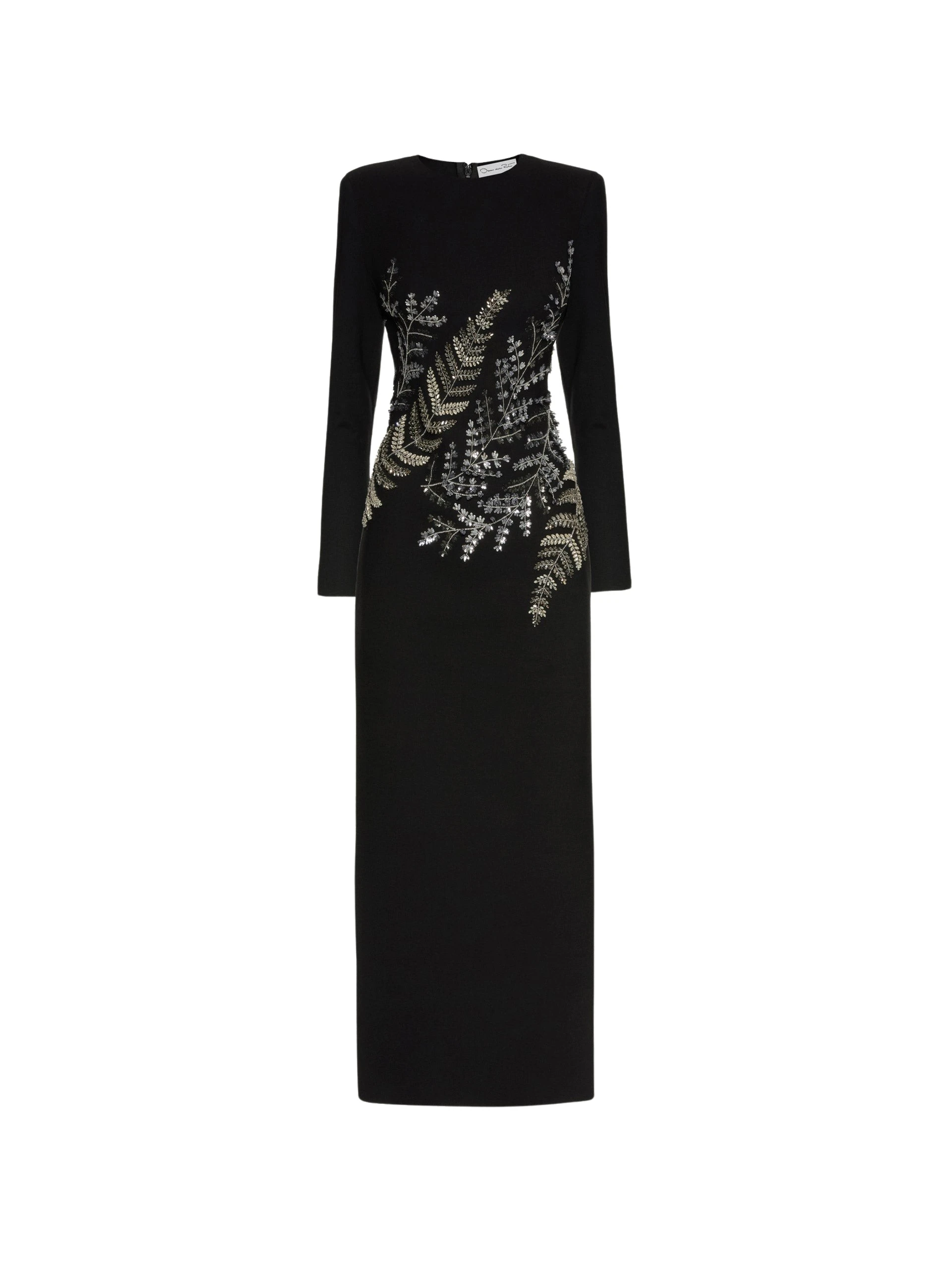 Fern-Embroidered-Long-Sleeve-Gown-Oscar-de-la-Renta-Dresses12920_nobg Oscar de la Renta Fern Embroidered Long Sleeve Gown - Oscar de la Renta Dresses - American Couture - Shop at Luxury Shoes