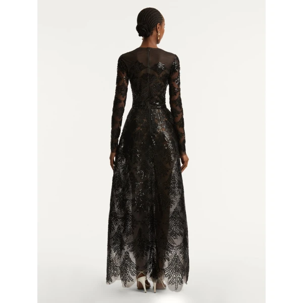 Oscar de la Renta Fern Sequin Embroidered Gown - Oscar de la Renta Dresses - American Couture - Shop at Luxury Shoes 
