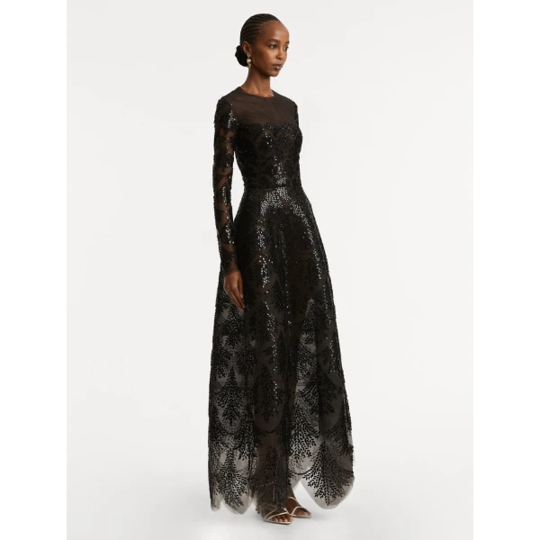 Oscar de la Renta Fern Sequin Embroidered Gown - Oscar de la Renta Dresses - American Couture - Shop at Luxury Shoes 