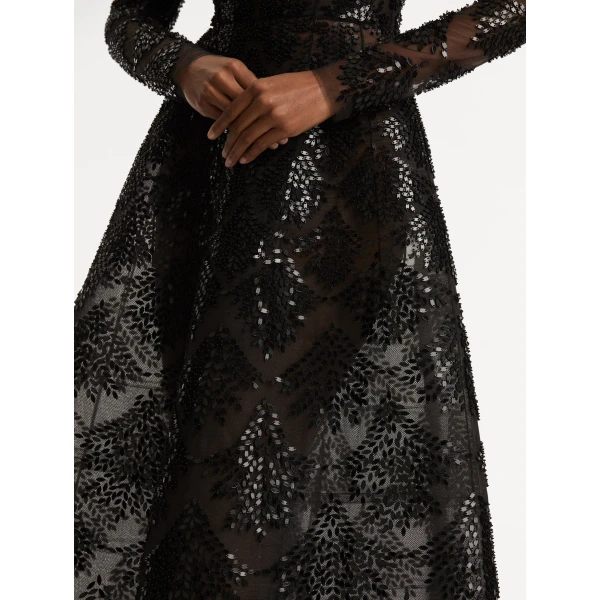Oscar de la Renta Fern Sequin Embroidered Gown - Oscar de la Renta Dresses - American Couture - Shop at Luxury Shoes 