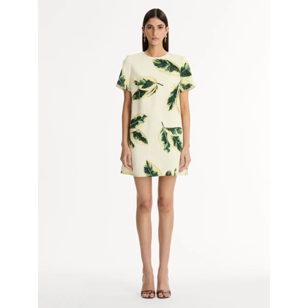 Oscar de la Renta Ficus Leaves Shift Dress - Oscar de la Renta Dresses - American Couture - Shop at Luxury Shoes 