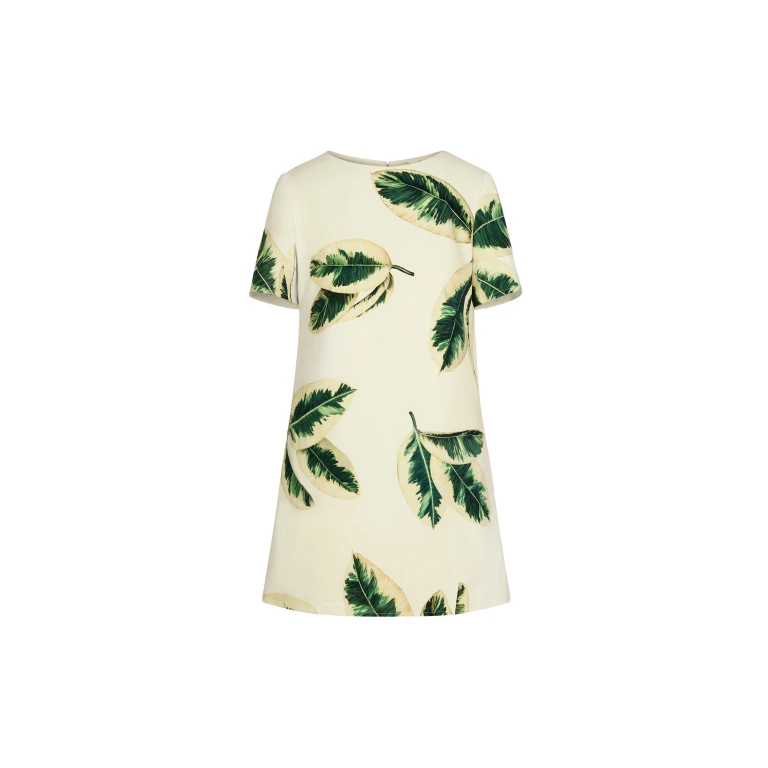 Oscar de la Renta Ficus Leaves Shift Dress - Oscar de la Renta Dresses - American Couture - Shop at Luxury Shoes 