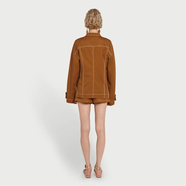Giambattista Valli Fitted Camel Cotton Jacket - Giambattista Valli Jackets - Romantic Couture - Shop at Luxury Shoes 