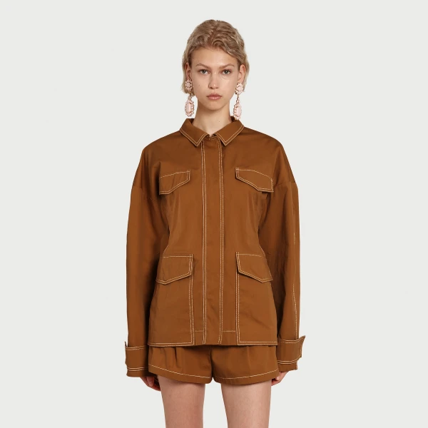 Giambattista Valli Fitted Camel Cotton Jacket - Giambattista Valli Jackets - Romantic Couture - Shop at Luxury Shoes 