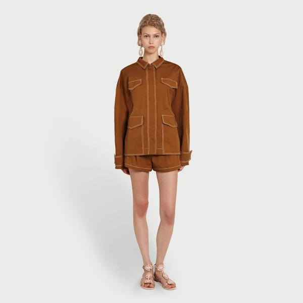 Giambattista Valli Fitted Camel Cotton Jacket - Giambattista Valli Jackets - Romantic Couture - Shop at Luxury Shoes 