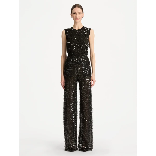 Oscar de la Renta Floating Sequin Pant - Oscar de la Renta Pants - American Couture - Shop at Luxury Shoes 