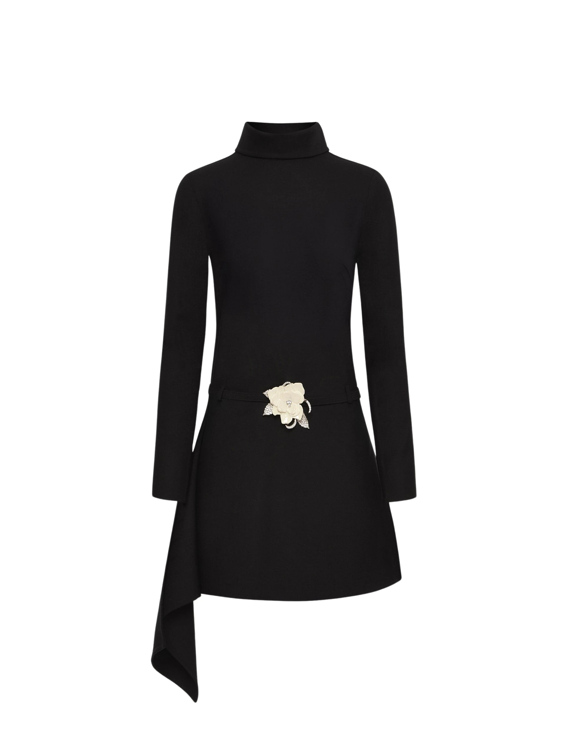 Floral-Belt-Mock-Neck-Dress-Oscar-de-la-Renta-Dresses29723_nobg Oscar de la Renta Floral Belt Mock-Neck Dress - Oscar de la Renta Dresses - American Couture - Shop at Luxury Shoes