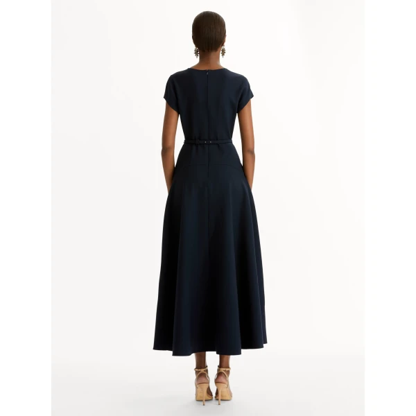 Oscar de la Renta Floral Belt Short Sleeve Dress - Oscar de la Renta Dresses - American Couture - Shop at Luxury Shoes 