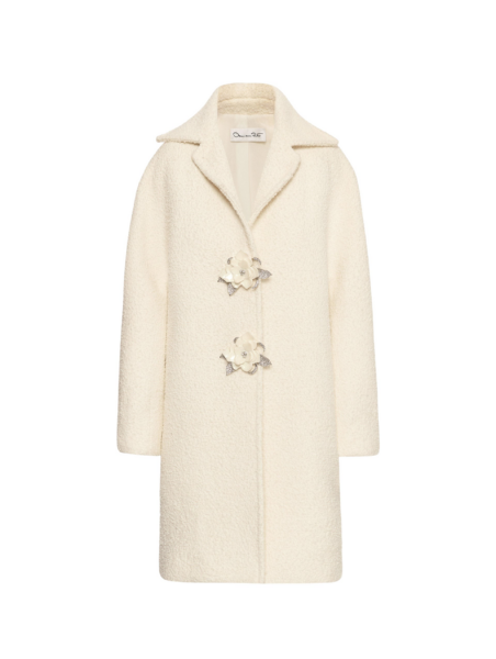 Oscar de la Renta Floral Button Bouclé Tweed Coat - Oscar de la Renta Coats - American Couture - Shop at Luxury Shoes 