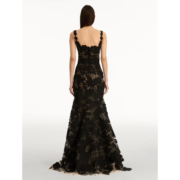 Oscar de la Renta Floral Cutout Threadwork Gown - Oscar de la Renta Dresses - American Couture - Shop at Luxury Shoes 