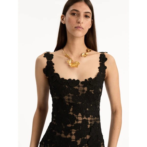 Oscar de la Renta Floral Cutout Threadwork Gown - Oscar de la Renta Dresses - American Couture - Shop at Luxury Shoes 