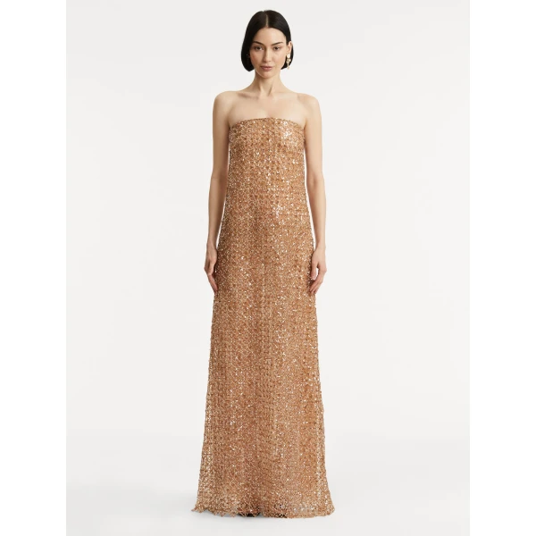 Oscar de la Renta Floral Grid Embroidered Gown - Oscar de la Renta Dresses - American Couture - Shop at Luxury Shoes 