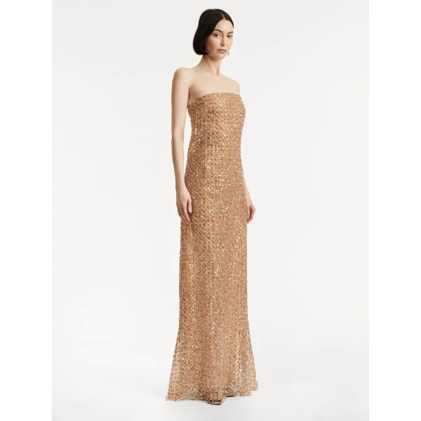 Oscar de la Renta Floral Grid Embroidered Gown - Oscar de la Renta Dresses - American Couture - Shop at Luxury Shoes 