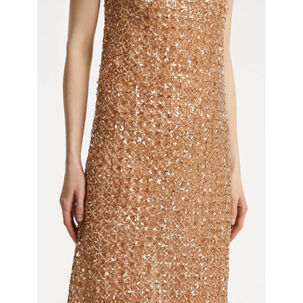 Oscar de la Renta Floral Grid Embroidered Gown - Oscar de la Renta Dresses - American Couture - Shop at Luxury Shoes 