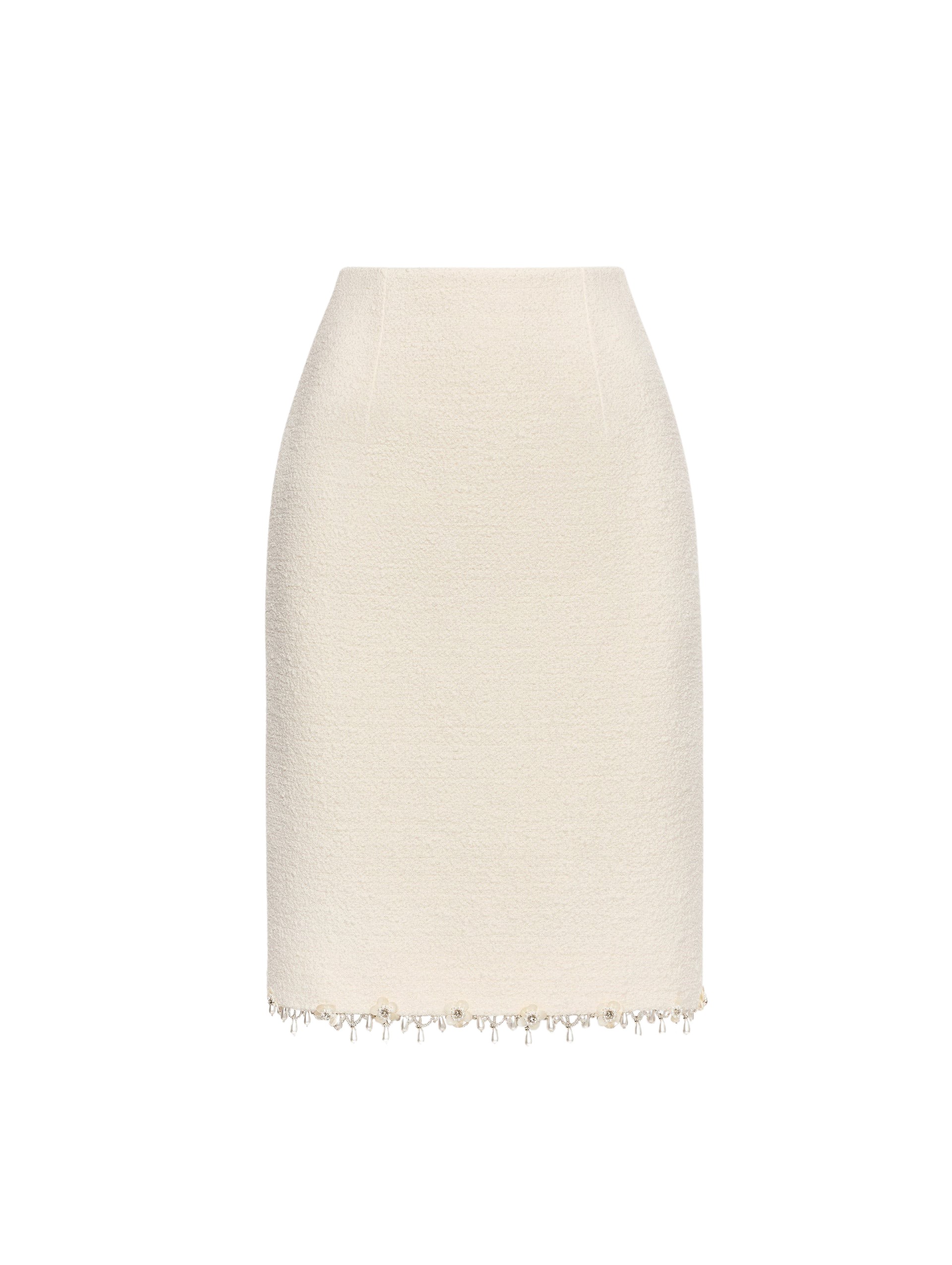 Oscar de la Renta Floral Jeweled Fringe Tweed Skirt - Oscar de la Renta Skirts - American Couture - Shop at Luxury Shoes 