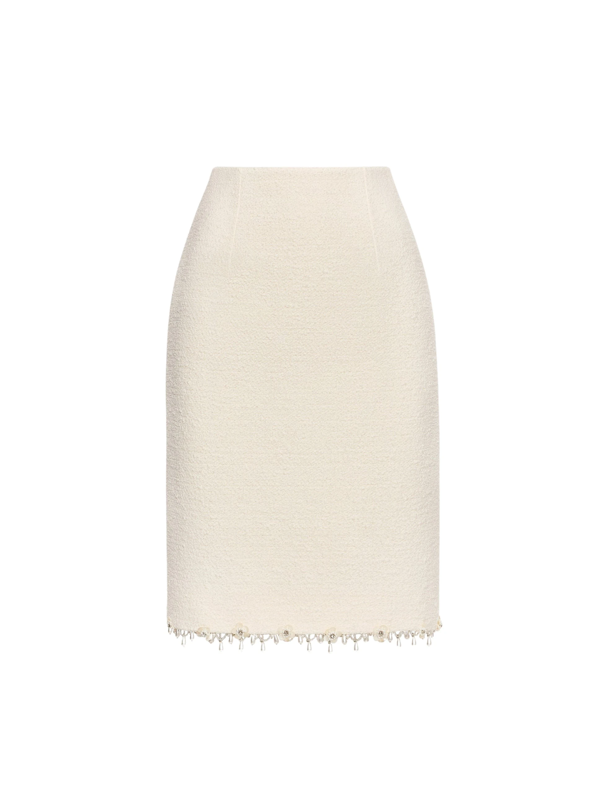 Floral-Jeweled-Fringe-Tweed-Skirt-Oscar-de-la-Renta-Skirts28774_nobg Oscar de la Renta Floral Jeweled Fringe Tweed Skirt - Oscar de la Renta Skirts - American Couture - Shop at Luxury Shoes