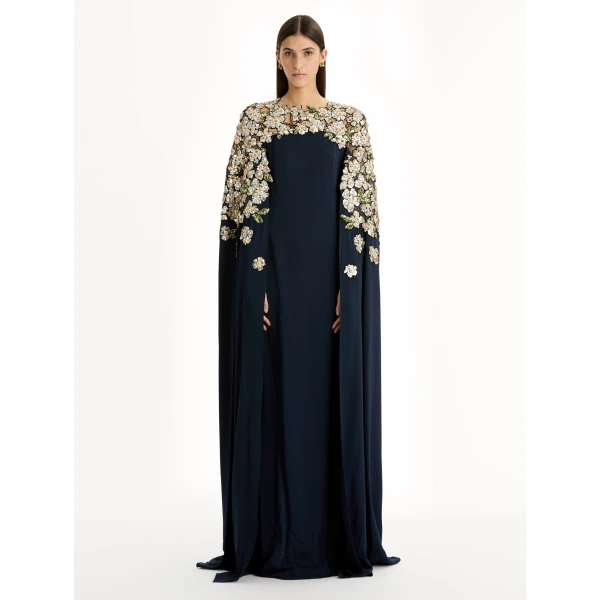 Oscar de la Renta Floral Sequin Embroidered Caftan - Oscar de la Renta Dresses - American Couture - Shop at Luxury Shoes 