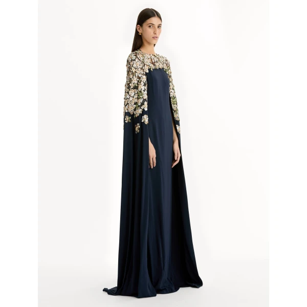 Oscar de la Renta Floral Sequin Embroidered Caftan - Oscar de la Renta Dresses - American Couture - Shop at Luxury Shoes 