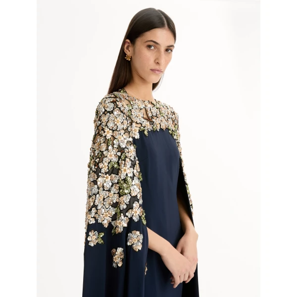 Oscar de la Renta Floral Sequin Embroidered Caftan - Oscar de la Renta Dresses - American Couture - Shop at Luxury Shoes 