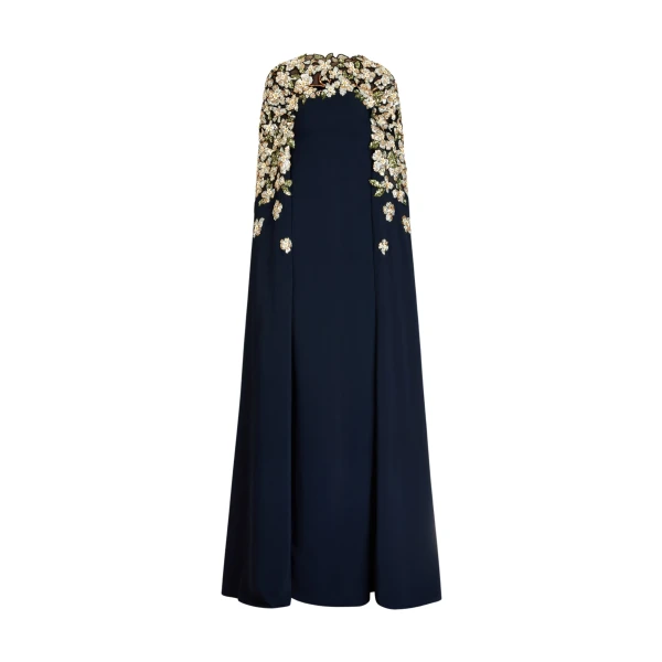 Oscar de la Renta Floral Sequin Embroidered Caftan - Oscar de la Renta Dresses - American Couture - Shop at Luxury Shoes 