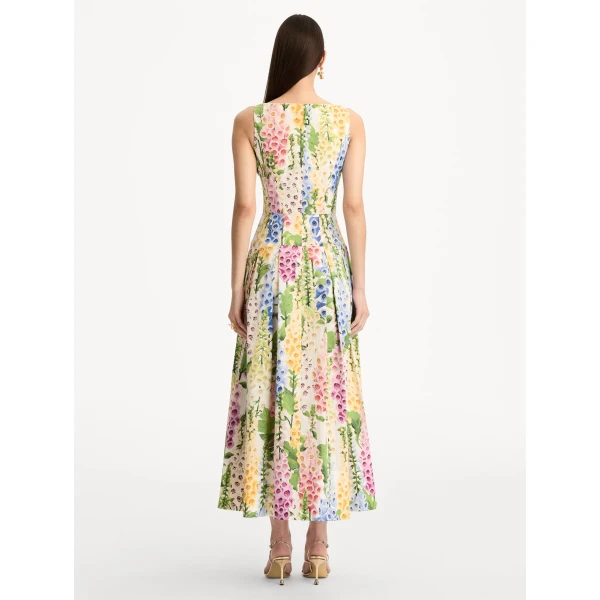 Oscar de la Renta Foxglove Cotton Poplin Dress - Oscar de la Renta Dresses - American Couture - Shop at Luxury Shoes 