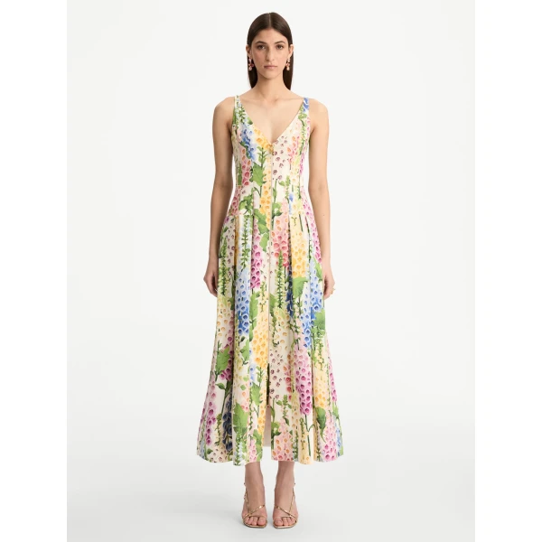Oscar de la Renta Foxglove Cotton Poplin Dress - Oscar de la Renta Dresses - American Couture - Shop at Luxury Shoes 