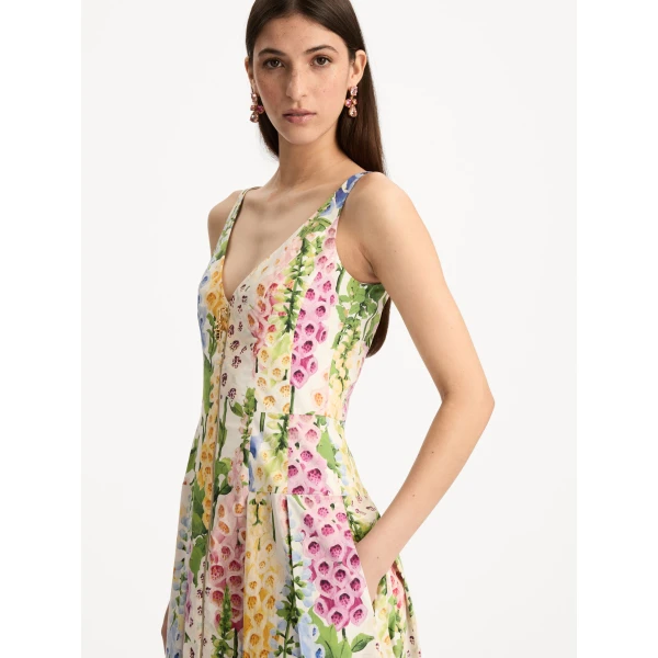 Oscar de la Renta Foxglove Cotton Poplin Dress - Oscar de la Renta Dresses - American Couture - Shop at Luxury Shoes 