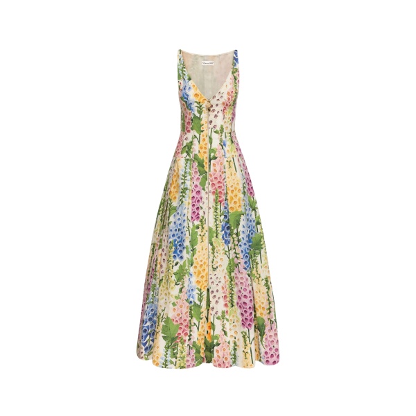 Oscar de la Renta Foxglove Cotton Poplin Dress - Oscar de la Renta Dresses - American Couture - Shop at Luxury Shoes 