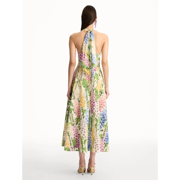 Oscar de la Renta Foxglove Cotton Poplin Halter Dress - Oscar de la Renta Dresses - American Couture - Shop at Luxury Shoes 