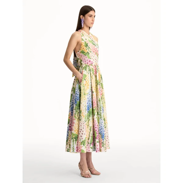 Oscar de la Renta Foxglove Cotton Poplin Halter Dress - Oscar de la Renta Dresses - American Couture - Shop at Luxury Shoes 