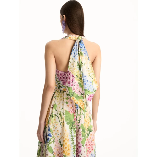 Oscar de la Renta Foxglove Cotton Poplin Halter Dress - Oscar de la Renta Dresses - American Couture - Shop at Luxury Shoes 
