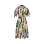 Oscar de la Renta Foxglove Cotton Poplin Puff Sleeve Dress - Oscar de la Renta Dresses - American Couture - Shop at Luxury Shoes 
