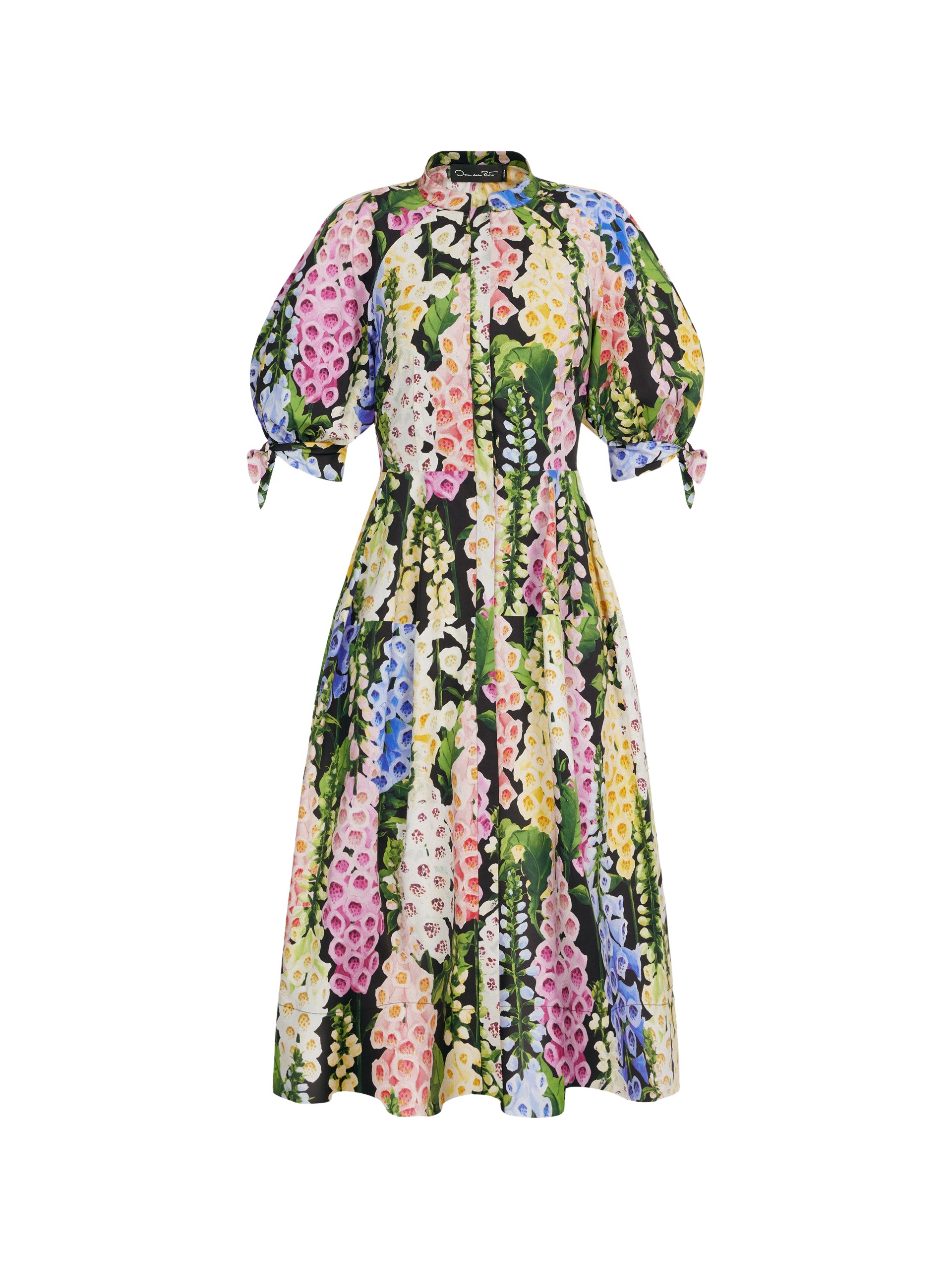 Oscar de la Renta Foxglove Cotton Poplin Puff Sleeve Dress - Oscar de la Renta Dresses - American Couture - Shop at Luxury Shoes 