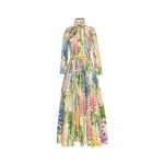 Oscar de la Renta Foxglove Cotton Poplin Tie-Neck Dress - Oscar de la Renta Dresses - American Couture - Shop at Luxury Shoes 