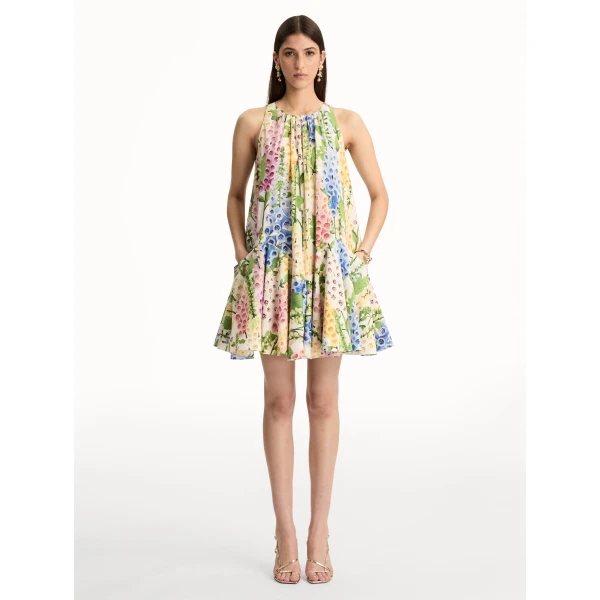 Oscar de la Renta Foxglove Cotton Poplin Trapeze Dress - Oscar de la Renta Dresses - American Couture - Shop at Luxury Shoes 