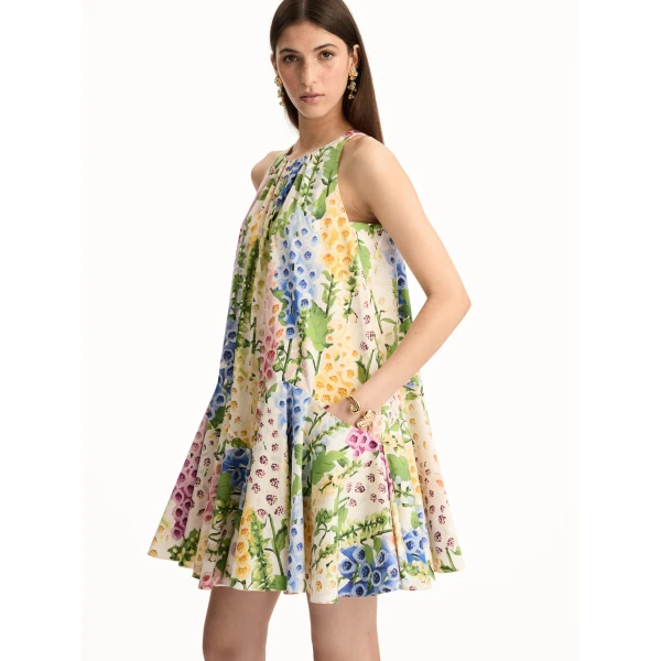 Oscar de la Renta Foxglove Cotton Poplin Trapeze Dress - Oscar de la Renta Dresses - American Couture - Shop at Luxury Shoes 